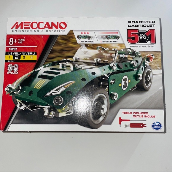 Meccano (Erector) Engineering & Robotics 18202 Roadster STEM Toy 5 in 1 NEW - Picture 1 of 4